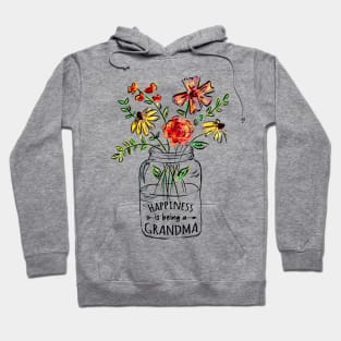 Womens Happiness Is Being Grandma Life - Flower Art-Grandma Tee Hoodie